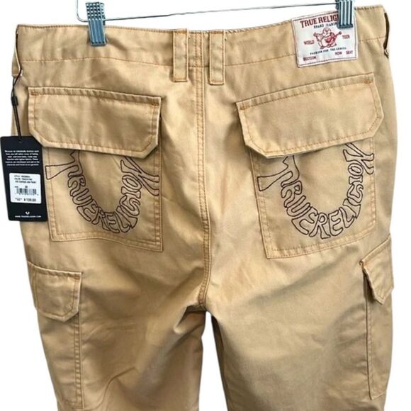 True Religion Travertine Tan Cargo Pants HS SN Relaxed Fit 29 New - Picture 5 of 6